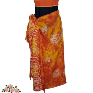 KOKO KNOT Beachy Swim Suit Cover-Up Batik Block Print Sarong. Vintage Women's OS